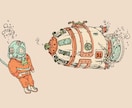 味のあるイラストで描きます 乗り物や動物など、楽しそうな絵を描いています。 イメージ1