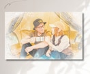 ふんわりとした水彩画風のリアル似顔絵を作成します 誕生日、ご結婚などお祝いやプレゼントに！キャンバスプリントも イメージ3