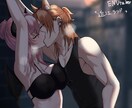 キャラクターイラストを描きます 1枚絵を描きます。TRPGキャラクターの絡みイラストなども。 イメージ3