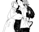 韓国っぽなオシャレ線画似顔絵を制作します ウェディング小物や、待ち受け、アイコンにもおすすめです！ イメージ5
