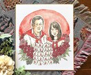 色紙サイズ◇ナチュラルタッチ◇水彩似顔絵かきます あたたかみある水彩イラスト！原画発送無料 イメージ1