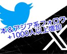 X(ツイッター)フォロワー1000人以上増やします ★日本・アジア系フォロワー1000人以上増加を格安にて！ イメージ1