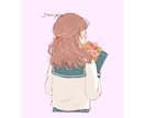 シンプルかわいい　後ろ姿のイラスト描きます 後ろ姿と小物でオリジナルの一枚にします イメージ3