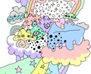 ポップサイケ風一枚絵の作成承ります レトロでポップでゆるくてサイケな、楽しい作品です イメージ3