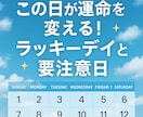 あなたのラッキーデイと注意日を占います お好きな月を指定！追加で1日だけ知りたい日を指定もOK！ イメージ9