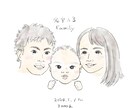家族の似顔絵を水彩風に描きます 〜玄関やリビングなどで写真立てに入れて飾るなど〜 イメージ1