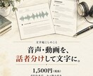 音声・動画を話者分けして文字起こしします 60分1,500円。話者分け・ケバ取り済み。Wordで納品 イメージ1