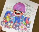 可愛いバースデーカード書きます 贈り物に、そっくり＜雰囲気な似顔絵付きのバースデーカードを！ イメージ6