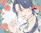 オープン記念！中性的・綺麗系アイコン制作します アイコン、配信サムネ、立ち絵などに。花モチーフ背景も制作可！ イメージ2