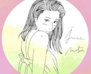 細い線の線画似顔絵イラストのアイコン作成します ニュアンスカラー背景無料で選べます^^ イメージ3
