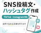 SNS投稿文とハッシュタグを考えます TikTok・Instagram向け投稿文を自然に作成します イメージ1