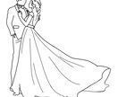 写真をもとに描く ブライダル線画イラスト作製します 結婚式や記念日に。大切な時を繊細で上品な線で美しく残します。 イメージ3