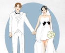 手描きでおしゃれ可愛い似顔絵イラストを描きます 【カップル／家族／結婚式】先着 5名様モニター価格中！ イメージ2