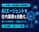 AIエージェントで社内業務を自動化します n8n構築｜メール解析・CRM登録・記事投稿までAIが処理 イメージ1