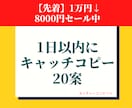 プロがキャッチコピーを1日以内に20案ご提案します 実績多数！迅速即日！プロ監修のキャッチコピーをお得にお届け！ イメージ1