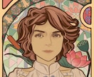 ミュシャ風の人物アイコン制作を承っております アルフォンス・ミュシャ風の華やかなアイコンを制作いたします。 イメージ1