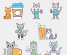ドリンクタイム猫のアイコン8点を販売します 仕事にも使える、ドリンク×猫の8アイコン イメージ1