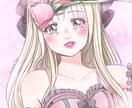 花やリボンで可愛く♡水彩風似顔絵アイコン描きます リアルすぎない、ちょっとマンガっぽい可愛い似顔絵です✨ イメージ7