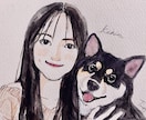 ペットは家族。人とペットの似顔絵描きます 水彩画で人とペットの似顔絵を可愛く描きます。 イメージ8