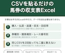 CSVを貼るだけの馬券の収支表Excelを送ります 券種別・競馬場別・日付別の収支と回収率を自動で集計 イメージ1
