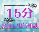 気軽に話せる15分お試し電話相談致します 短時間で気持ちを吐き出し心の軽さを実感！安心して利用できます イメージ1