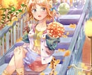 幻想的な可愛い女の子と綺麗な背景イラスト作成します パステルカラーのアナログ感ある幻想的な可愛い女の子イラスト イメージ10