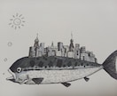 魚の街  というタイトルで販売します 私が思い浮かんだものをそのまま描きました。 イメージ1