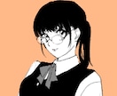 アイコンのモノクロ カラーイラスト描きます 1800円～モノクロメインの和風ファンタジー系女の子イラスト イメージ1
