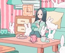 ゆるくてシンプルな挿絵・イラスト描きます 背景やごちゃごちゃとしたインテリアのイラストが得意です。 イメージ1