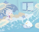 優しい雰囲気や絵本のような一枚絵を制作します ふんわりとした世界や絵本みたいなイラストがお好きな方へ。 イメージ4
