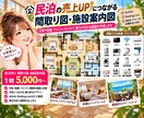 民泊向け間取り図・施設案内図を作成しますます 設備・アメニティも掲載！宿泊者に魅力が伝わる図面を作成します イメージ1