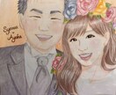送料無料！写真を元に優しい色鉛筆似顔絵描きます 記念日に手描き似顔絵（色紙/A4/A3 )額縁付き! イメージ2