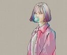 ゆるい雰囲気の女の子を描きます カラー、モノクロ、写真を元にした似顔絵等もOK イメージ1