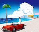 8月限定!!1作1万円にてイラスト作成致します 爽やかなリゾート感、都会の煌めき感溢れる永井博風イラストです イメージ8