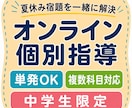 夏休み限定！中学生の宿題をオンライン個別指導します 単発OK！英語・数学中心に複数科目対応、苦手単元も復習 イメージ1