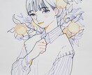 シンプルな全身絵 バストアップイラストを描きます お気に入りのコーデや服装を 立ち絵でもお好きなポーズでも イメージ9