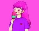 ポップでおしゃれな人物イラスト作成します 海外風！目立つ配色とアンニュイな表情で、覚えてもらいやすい！ イメージ1