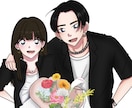 アニメ風、漫画風の似顔絵　ウェルカムボードます アニメ風  ウェルカムボード 結婚式 ウエディング 似顔絵 イメージ5