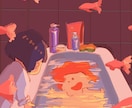 商用ok可愛いくて雰囲気あるイラスト描きます 独特で魅了的なイラストを描きます！ イメージ3