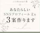 あなたらしいSNSプロフィール文を3案作ります 「何を書けばいい？」から、伝わるプロフィールに仕立てます イメージ1