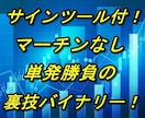 マーチンなしの単発のみ！裏技バイナリー教えます サインツール付！マーチンなしでもいける程、強力です！ イメージ1