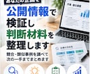 企画を公開情報で検証し判断材料を整理します 事実と仮説を分け、企画の次の一手まで整理 イメージ1