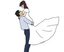 シンプルな線画でオシャレなイラストをお描きます ウェディングやマタニティの思い出やプレゼントにいかがですか？ イメージ1