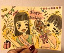 色紙や紙に似顔絵描きます 贈り主の素敵な気持ちが伝わる温かい絵を描きます‪‪☺︎‬ イメージ1