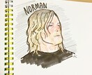手描きのラフな似顔絵描きます マーカーと色鉛筆の画風、アイコンに！ イメージ1
