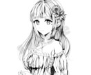 線画の可愛い女の子描きます 漫画風タッチ黒一色のオリキャラ制作 イメージ1