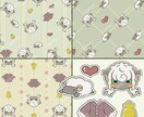 キャラ絵とモチーフのパターンイラストをお作りします グッズや作品の背景、バナーなど多岐にご利用いただけます！ イメージ1