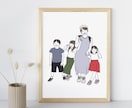 家族や大切な人との記念日・思い出を、似顔絵にします 思い出を、おしゃれな似顔絵に。誕生日や家族の記念を1枚に イメージ2
