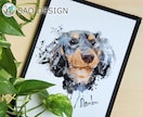 愛犬ペット似顔絵イラストをデザインします ポスター・フレームパネル納品可。プレゼント・遺影にも イメージ1