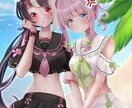 量産夢絵作成します 夏季限定の水着 百合？イラスト作成 イメージ1